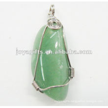 wire wrapped green aventurine pendant